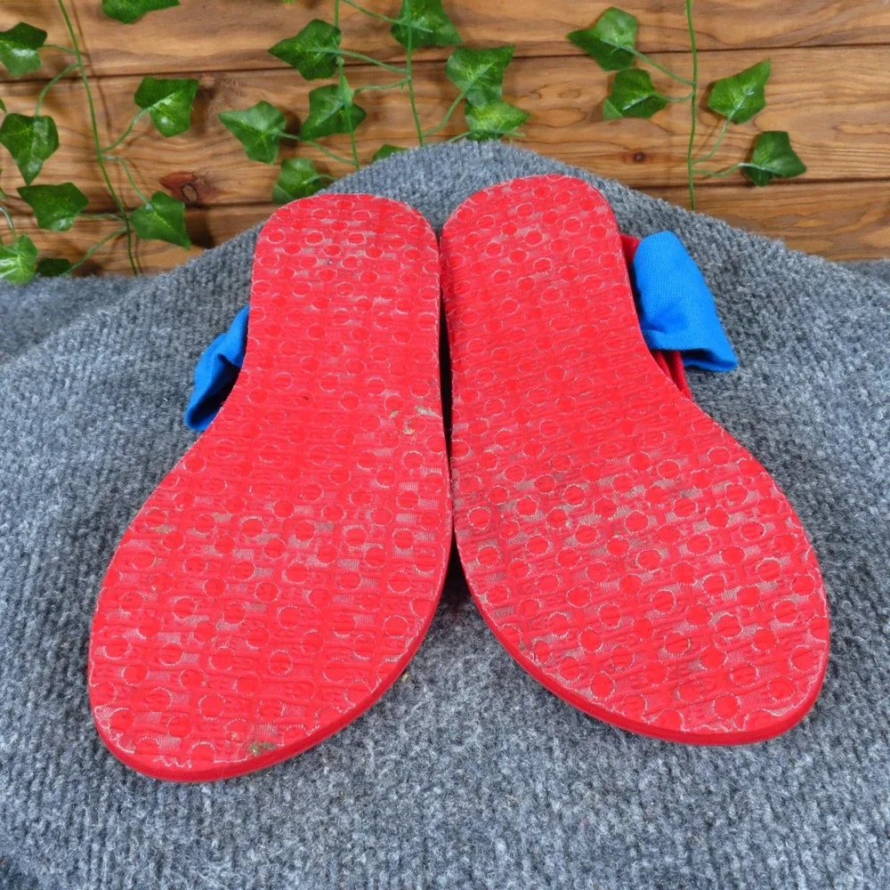 Sanuk Yoga Sling Burst Duo Boys Sandals Size 6-7 Casual Comfort Red Blue Textile